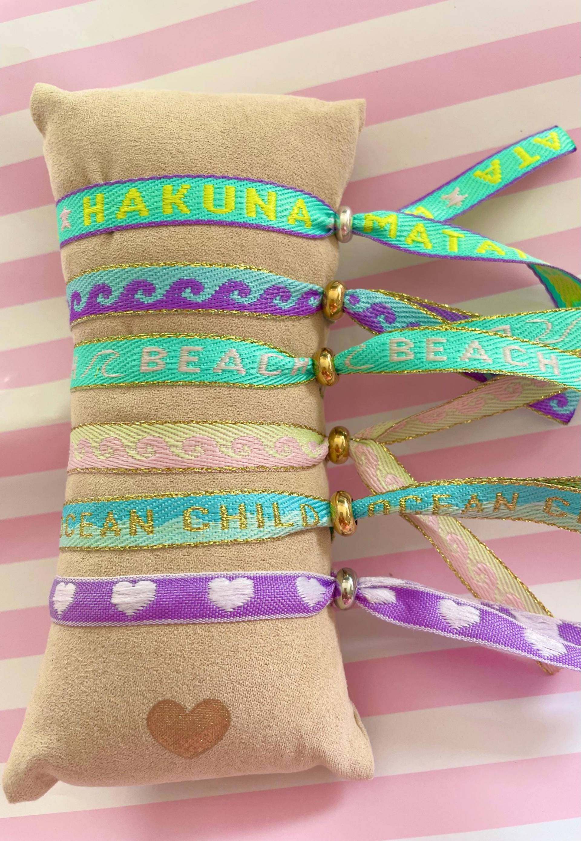 Festival Armband Stoffarmband Ibizastyle Statement Text Sommer Neon Boho Hippie Good Vibes Waves Smiley Gift Freundschaftsarmband Muttertag von madeinmoonshineshop