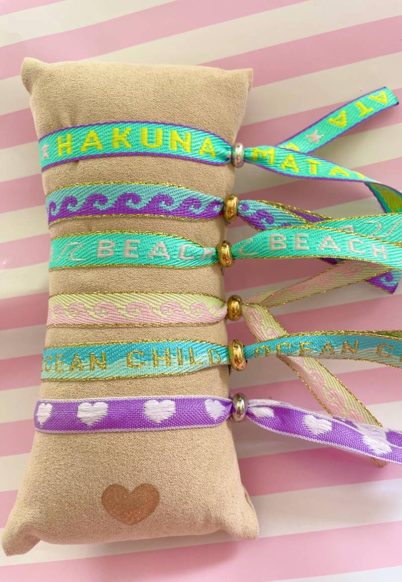 Festival Armband Stoffarmband Ibizastyle Statement Text Sommer Neon Boho Hippie Good Vibes Waves Smiley Gift Freundschaftsarmband Muttertag von madeinmoonshineshop