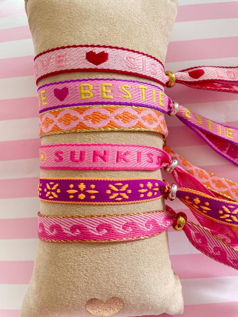 Festival Armband Stoffarmband Ibizastyle Statement Text Sommer Neon Boho Hippie Good Vibes Waves Smiley Gift Freundschaftsarmband Muttertag von madeinmoonshineshop