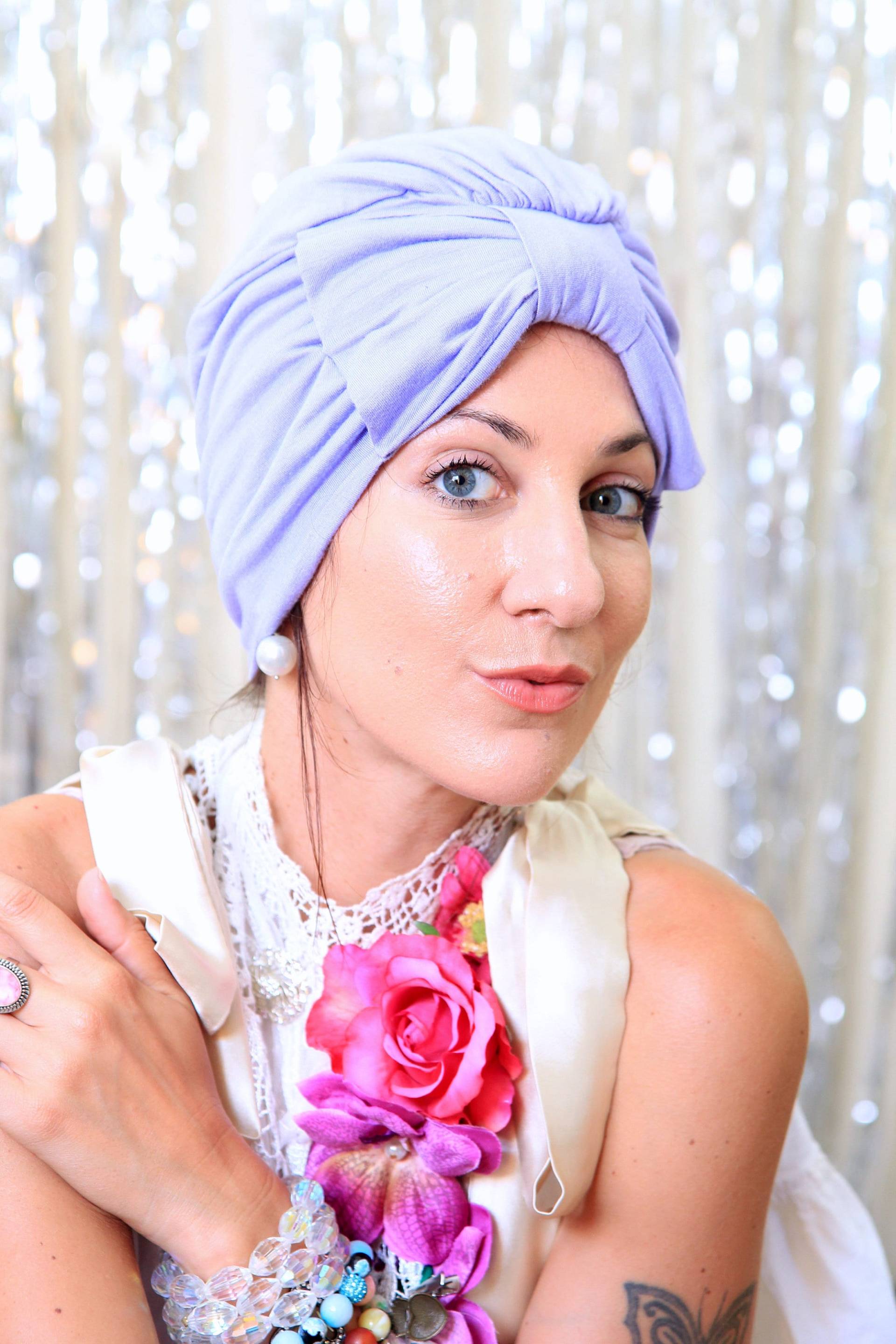 Frauen Turban Mit Schleife - Hellblauem Jersey Stricken Kopftuch Mode Viele Farben von mademoisellemermaid