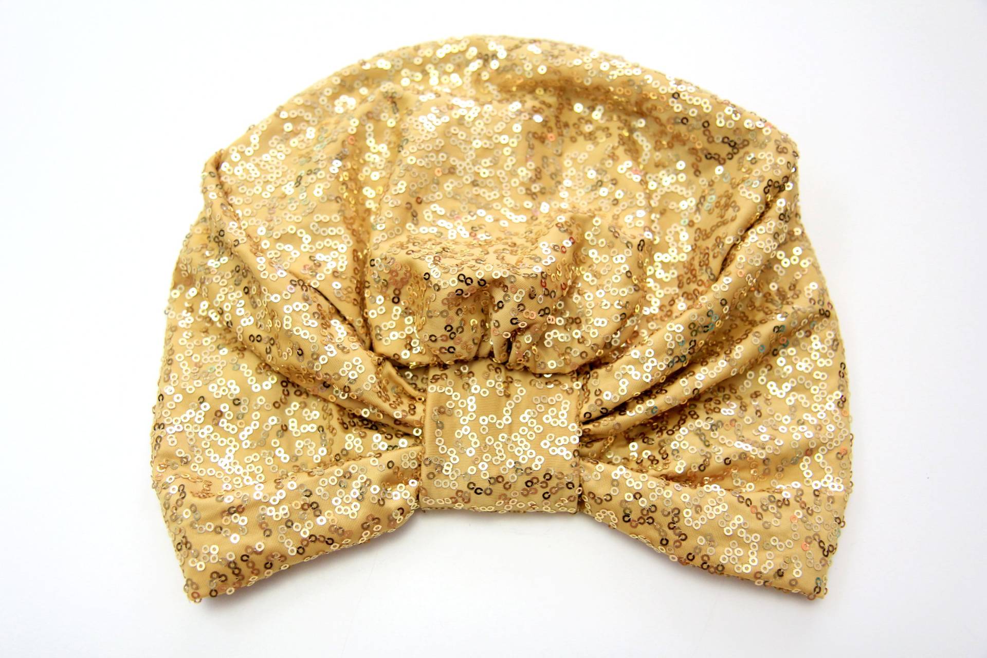 Gold Pailletten-Turban - Damen Turban-Kopftuch Mit Pailletten Karneval-Turban-Haarwickel Viele Farben von mademoisellemermaid
