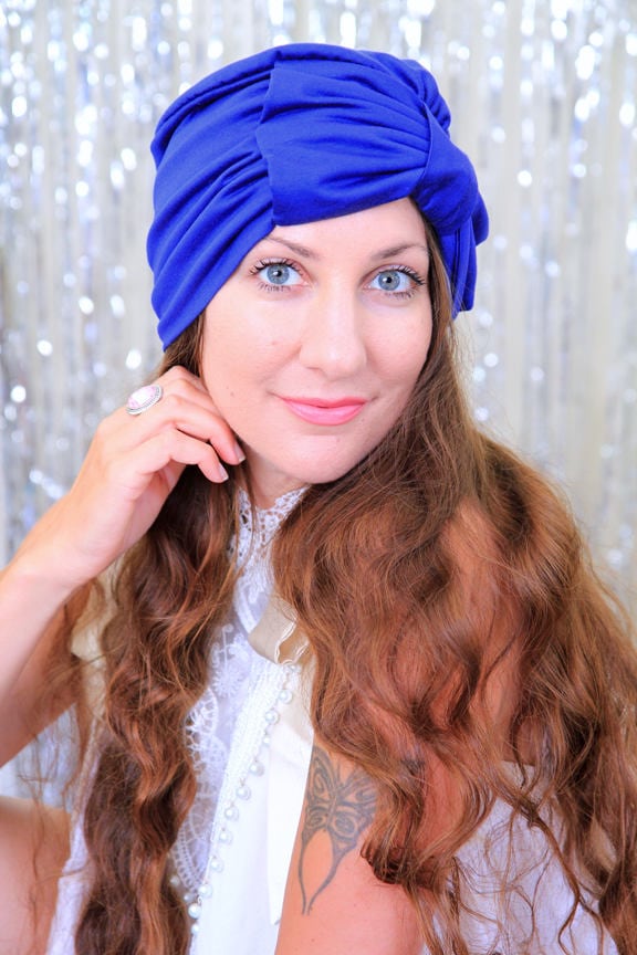 Haar-Turban Mit Schleife in Königsblau - Mode Kopf Turbane Für Frauen Jersey Stricken Hairwrap Viele Farben von mademoisellemermaid