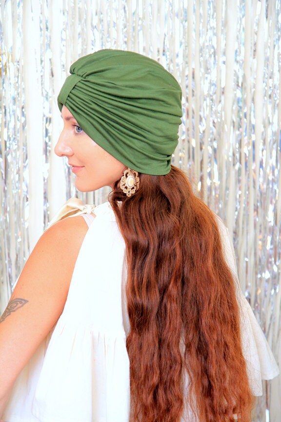 Mode Turban Hut in Olive - Frauen Haare Wickeln Jersey Stricken Kopf Bedeckung Viele Farben von mademoisellemermaid