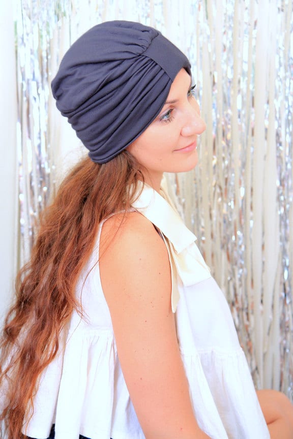 Mode-Turban in Anthrazit Grau - Frauen Haare Wickeln Jersey Stricken Kopf Bedeckung Viele Farben von mademoisellemermaid