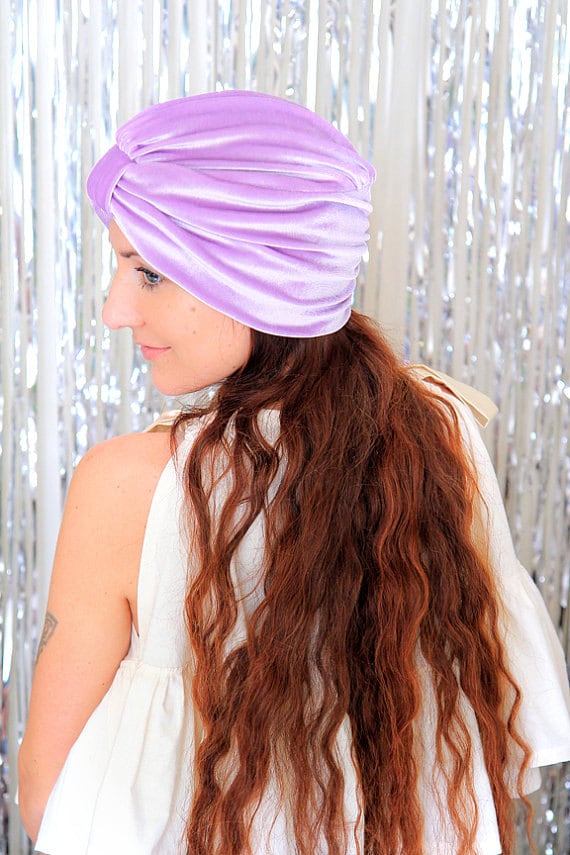 Samt Turban - Damen Mode Haare Wickeln in Flieder Bohème-stil-Haar-Accessoires von mademoisellemermaid