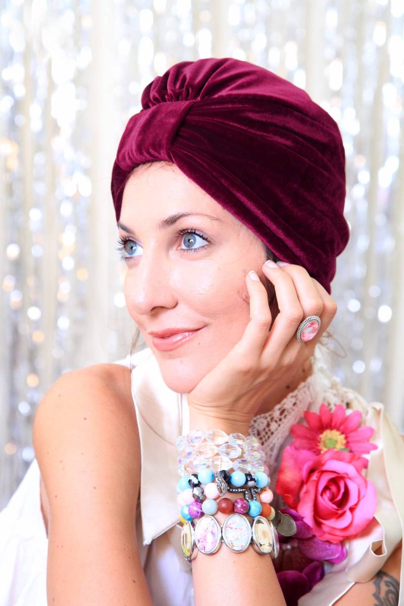 Samt Turban - Damen Mode Haare Wickeln in Weinrot Bohème-stil-Haar-Accessoires von mademoisellemermaid