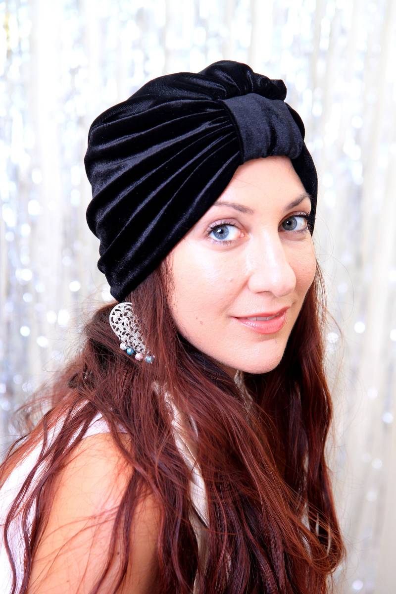 Schwarzer Turbanhut Aus Samt - Damen Turban Headwrap Fashion Turbans Viele Farben von mademoisellemermaid