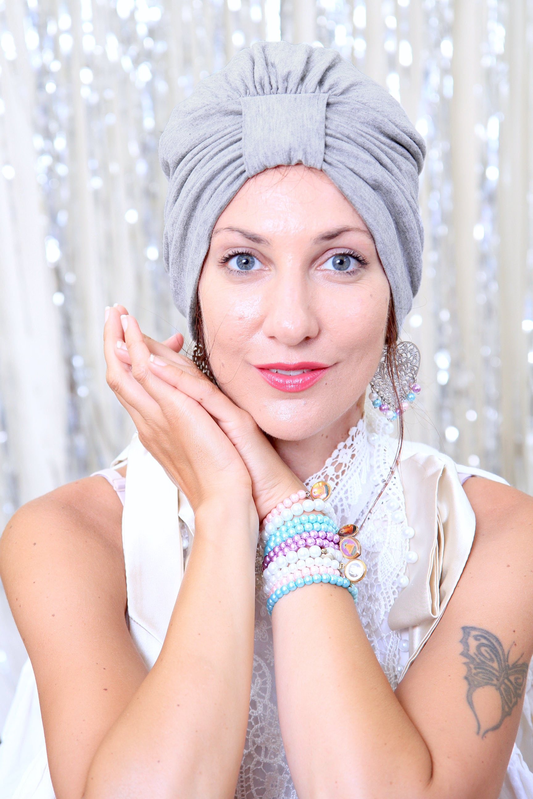 Turban Kopf Wickeln Heather Hellgrau - Frauen Haar Voller Turbane Für in Jersey-strick Viele Farben von mademoisellemermaid