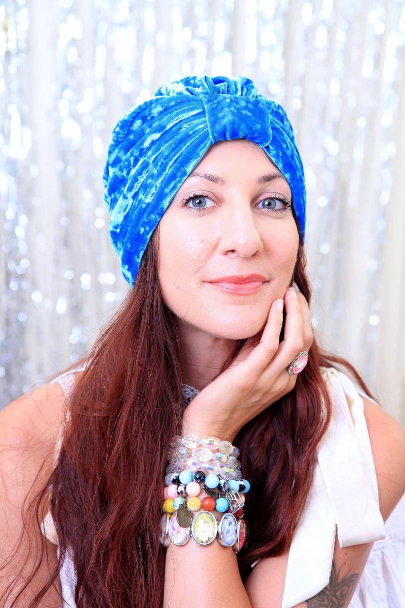Turban Kopftuch - Türkis Blauen Samt Frauen Mode Haar Turbane Viele Farben von mademoisellemermaid