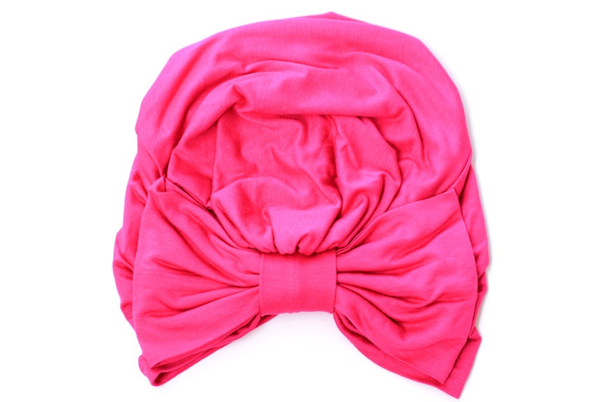 Turban Mit Bogen - Fuchsia Rosa Haare Wickeln in Jersey Knit Frauen Mode Kopfbedeckung Viele Farben von mademoisellemermaid