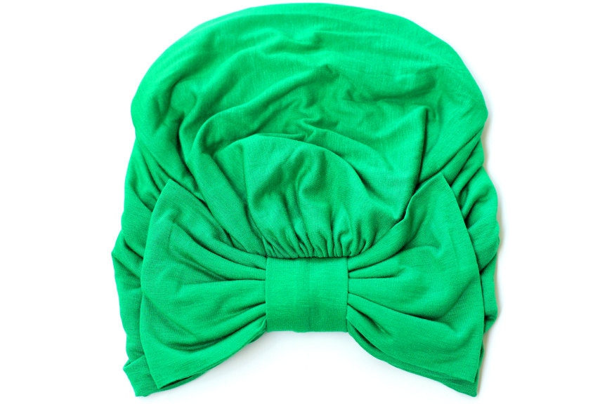 Turban Mit Schleife - Kelly Green Hair Wrap in Jersey Stricken St. Patricks Day Style Damen Mode Kopfbedeckung Viele Farben von mademoisellemermaid