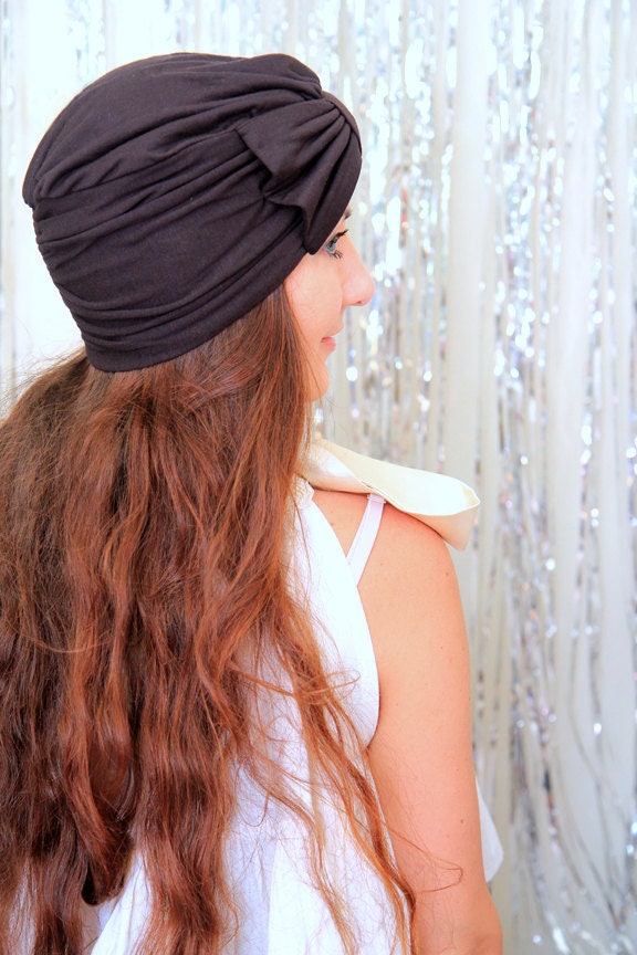 Turban Mit Schleife - Schokolade Braun Haare Wickeln in Jersey Strick Frauen-Mode-Kopfbedeckung Viele Farben von mademoisellemermaid
