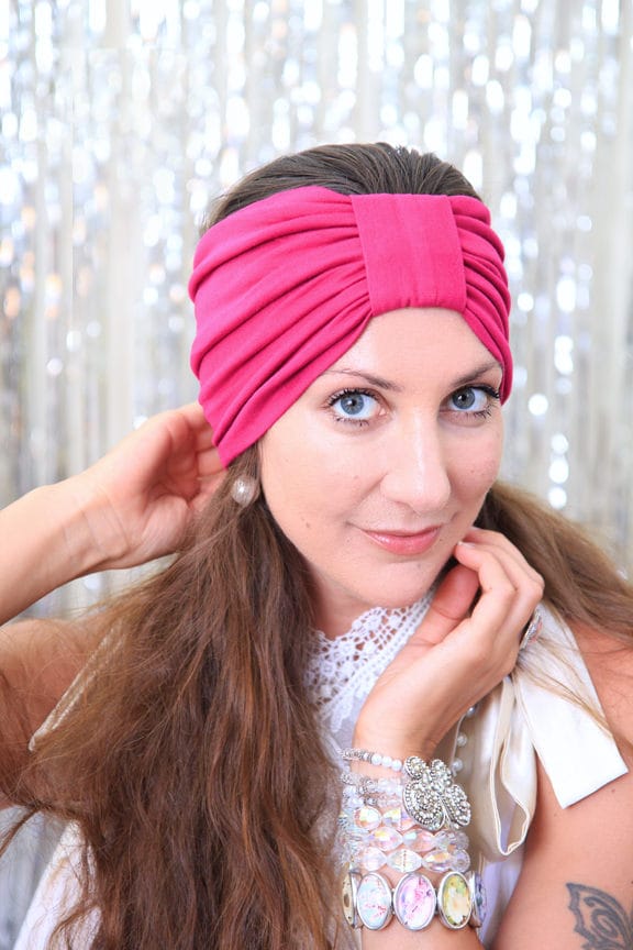 Turban Stirnband - Frauen-Haar-Band in Pink Jersey Stricken Boho-Stil Breit Stirnbänder Viele Farben von mademoisellemermaid