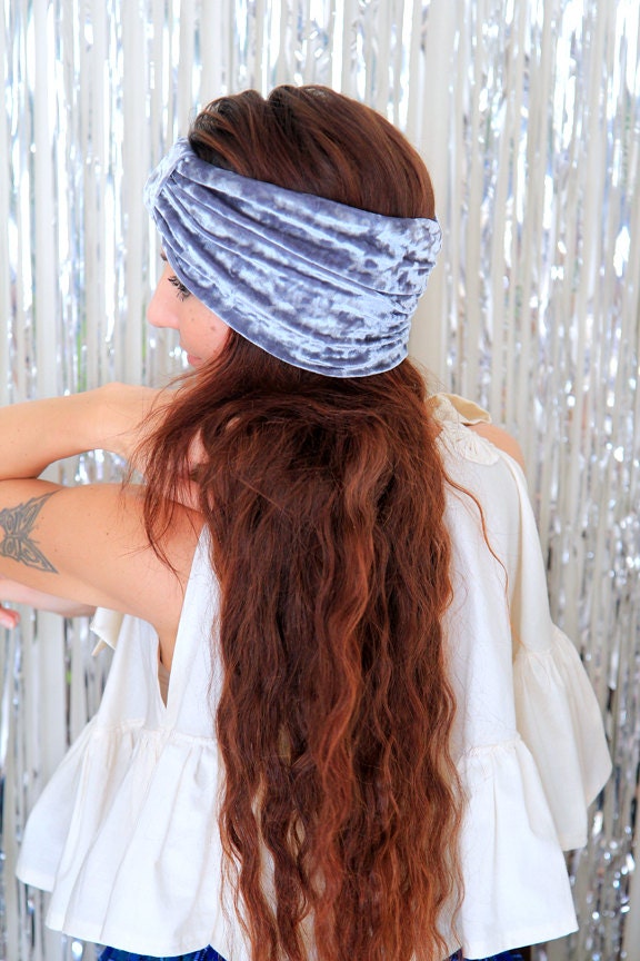 Turban-stirnband in Grau Zerdrückt Samt - Damen Mode Haare Wickeln Viele Farben Turban-stirnband in Grau Zerdrückt Samt - Damen Mode Haare Wickeln Viele Farben von mademoisellemermaid