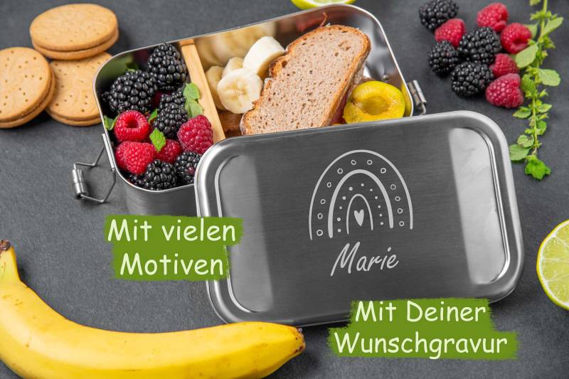 Premium Edelstahl Brotdose Personalisiert Mit Namen Und Trennfach von madewithlovebymadita