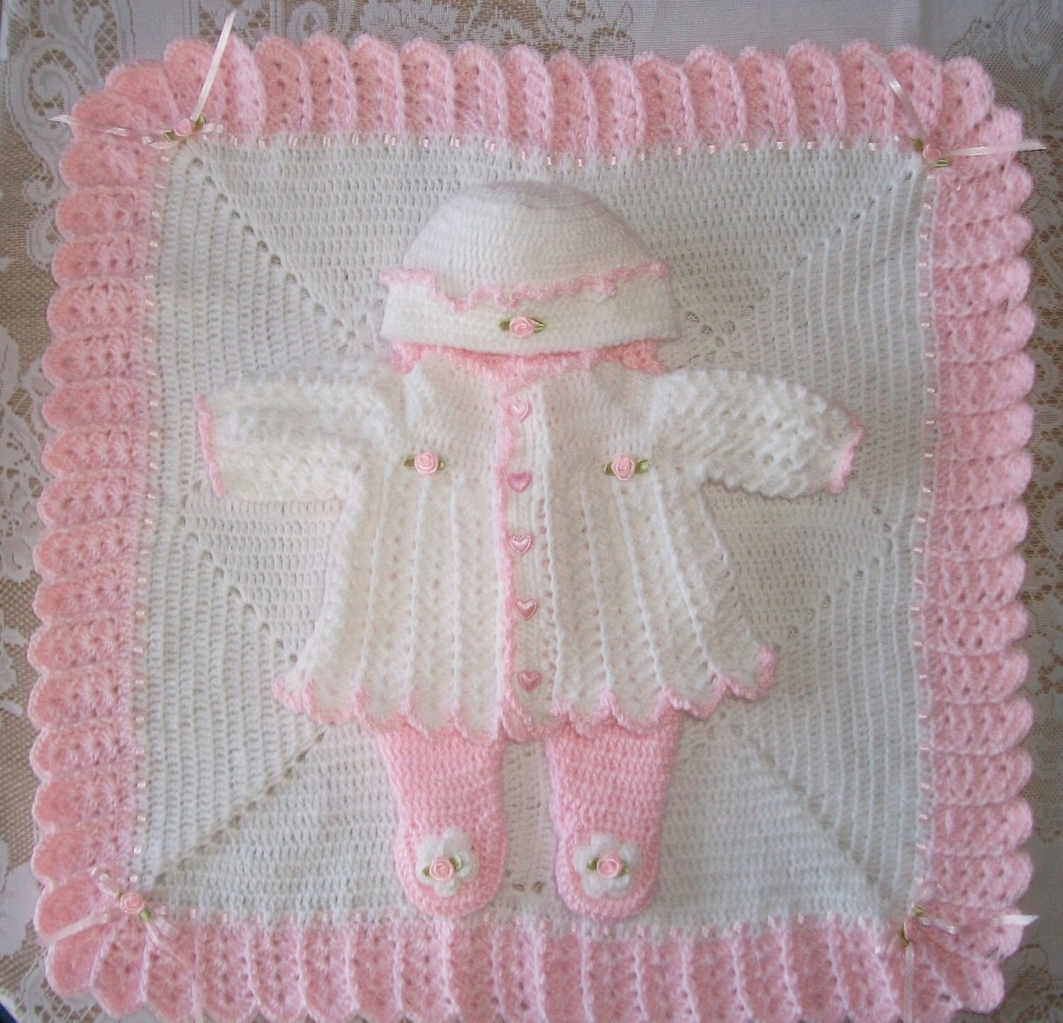 Baby Mädchen Babyausstattung Decke Und Pullover-Set Mit Leggings Outfit Perfekte Baby-Dusche-Geschenk Für Nach Hause Kommen von madewithlovebysuzieq