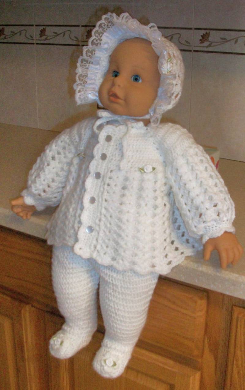 Häkeln Baby Mädchen, Die Weißen Pullover, Leggings Und Motorhaube Outfit Für Baby-Dusche-Geschenk Oder Nehmen Hause Perfekt von madewithlovebysuzieq