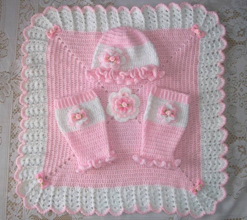 Häkeln Baby Mädchen Blume Träger/Carseat Decke Rüsche Mütze Und Stulpen Perfekt Für Baby-Dusche-Geschenk Oder Nach Hause Nehmen-Outfit von madewithlovebysuzieq