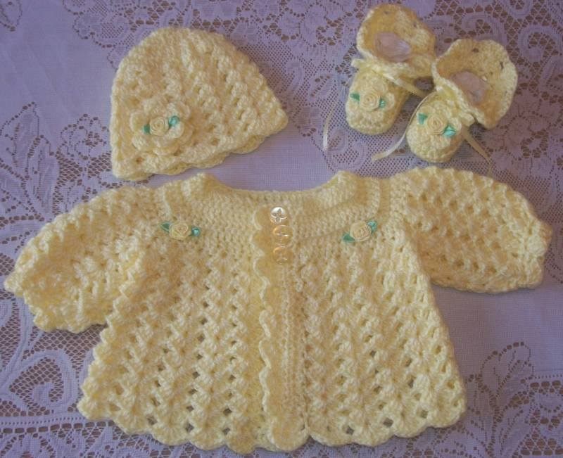 Häkeln Baby Mädchen Pullover Set Layette Für Bring Mich Nach Hause-Dusche-Geschenk von madewithlovebysuzieq