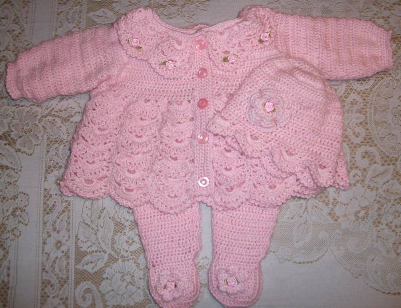 Häkeln Sie Baby Mädchen Pullover Set Babyausstattung Mit Leggings, Die Perfekt Für Baby-Dusche Oder Nehmen Mich Nach Hause Outfit von madewithlovebysuzieq