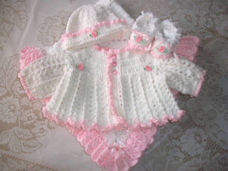 Nb-6 Mos-Crochet Baby Girl Pullover Set Babyausstattung Perfekt Als Shower Geschenk Oder Coming Home Outfit von madewithlovebysuzieq