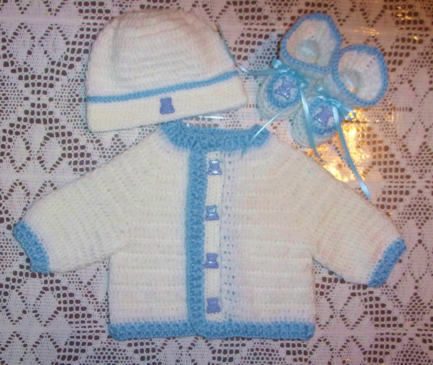 Nb-6 Mos-Häkeln Baby Jungen Pullover Set Perfekte Shower Geschenk Take Me Home Outfit von madewithlovebysuzieq
