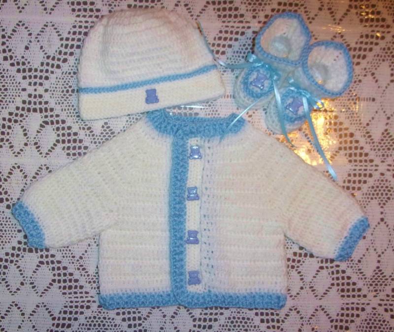 Nb-6 Mos-Häkeln Baby Jungen Pullover Set Perfekte Shower Geschenk Take Me Home Outfit von madewithlovebysuzieq