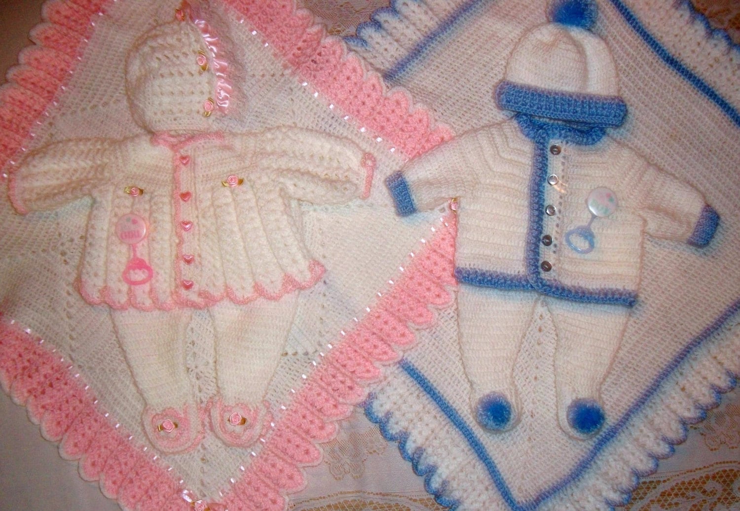 Nb-6 Mos-Junge Mädchen Zwillinge Fancy Pullover Set Und Decke Layettes Perfekt Für Babypartygeschenk Oder Neugeborenen Take Me Home Outfit von madewithlovebysuzieq