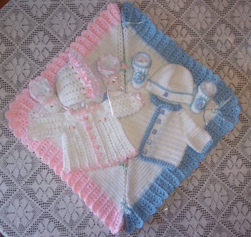 Nb-6 Mos-Junge Mädchen Zwillinge Pullover Set Und Decke Layette Perfekt Für Babypartygeschenk Oder Take Me Home Outfit von madewithlovebysuzieq