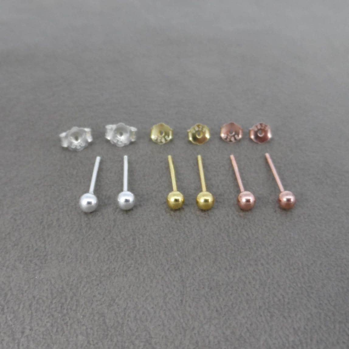 3mm Kugel Ohrstecker, Kleine Ohrringe, Sterling Silber Schmuck, Rose Gold Bolzen, Multiple Piercing von maebeas