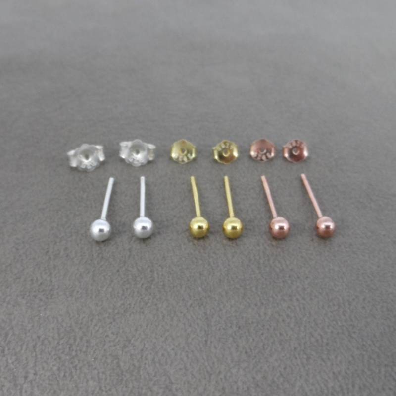 3mm Kugel Ohrstecker, Kleine Ohrringe, Sterling Silber Schmuck, Rose Gold Bolzen, Multiple Piercing von maebeas
