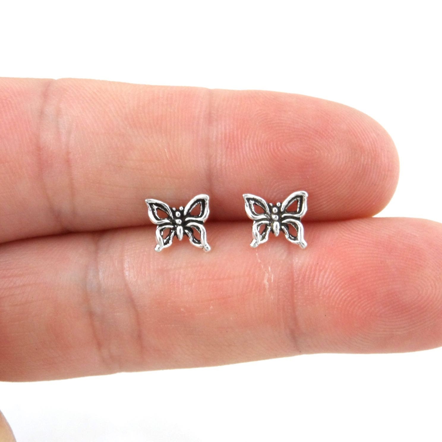 Kleine Schmetterling Ohrringe Aus Sterling Silber, Ohrringe, Ohrstecker, Kleine Kinder Zierliche Knorpel Ohrstecker von maebeas