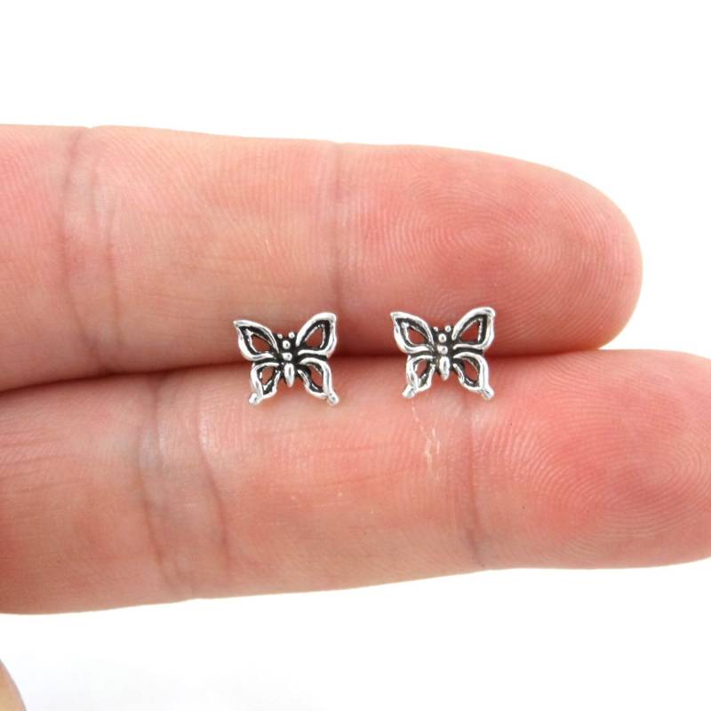 Kleine Schmetterling Ohrringe Aus Sterling Silber, Ohrringe, Ohrstecker, Kleine Kinder Zierliche Knorpel Ohrstecker von maebeas