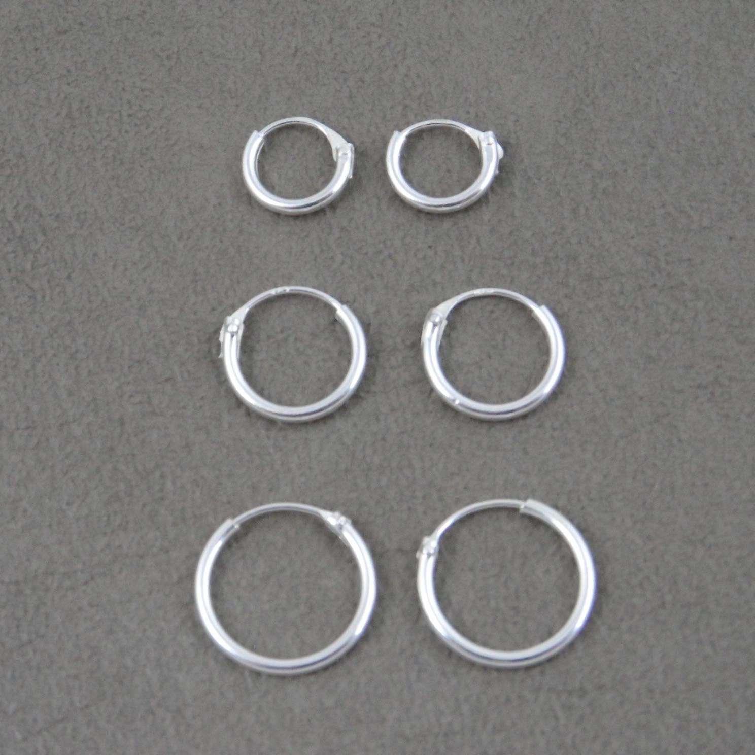 Set Von 3 Paaren Kleine Sterling Silber Hoop Ohrringe, Kleine Obere Hoops, Knorpel von maebeas