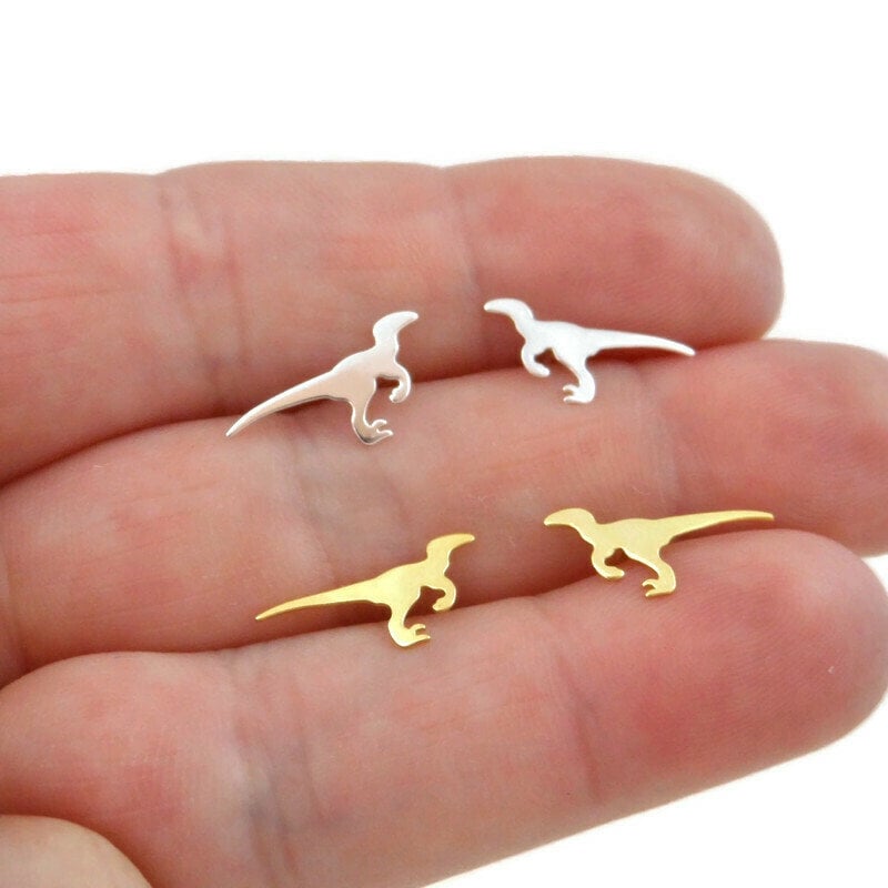 Velociraptor Dinosaurier Ohrringe in Sterling Silber, Ohrringe, Silber Dinosaurier, Gold Kinder von maebeas