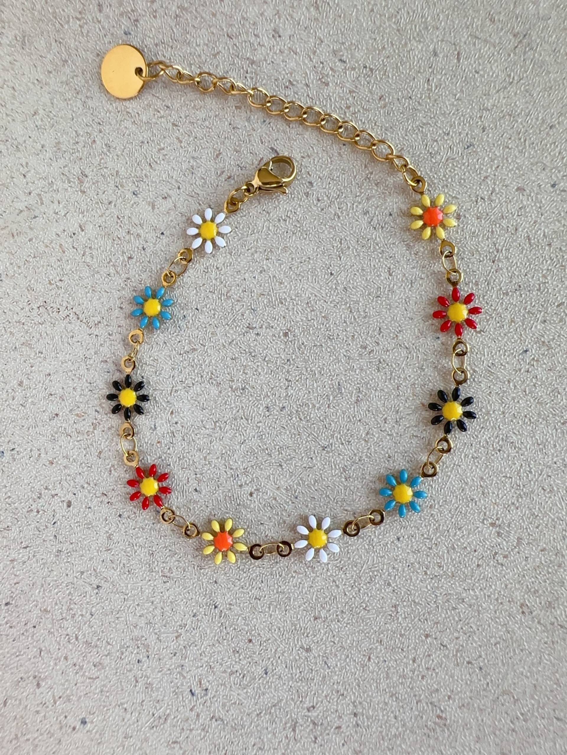 Gänseblümchen Damen Mädchen Armband 18K Gold Vergoldet Aus Edelstahl Wasserfest von maedelswelt