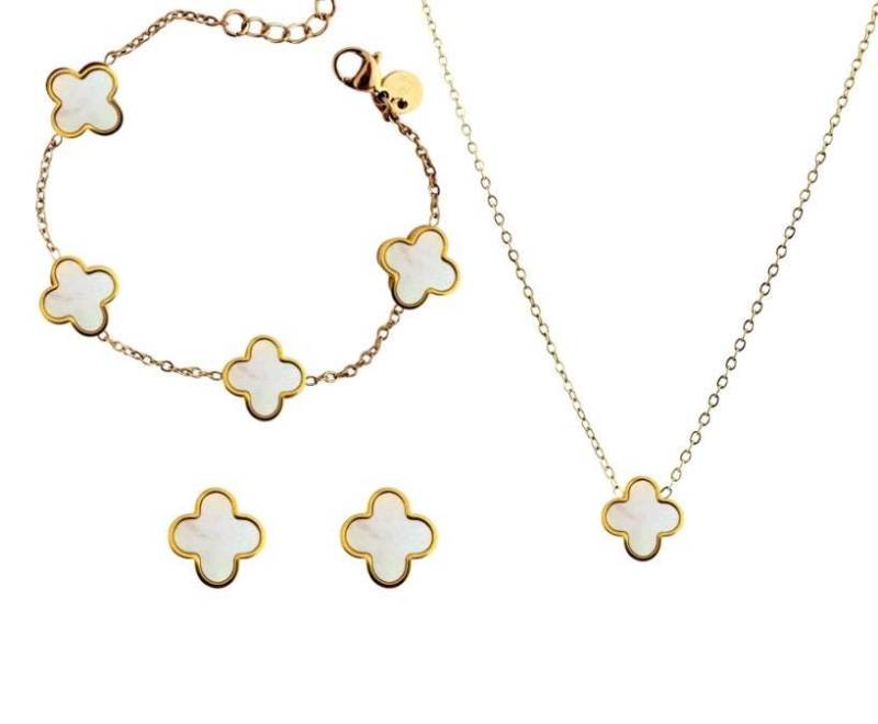 Permutt-Kleeblatt-Schmuck Set Armband Halskette Ohrstecker Perfekt Als Geschenk Wasserfest Schmuck von maedelswelt