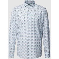 MAERZ Muenchen Regular Fit Freizeithemd mit Allover-Muster in Jeansblau, Größe 39/40 von maerz muenchen