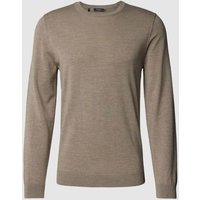 MAERZ Muenchen Strickpullover mit geripptem Rundhalsausschnitt in Taupe, Größe 54 von maerz muenchen