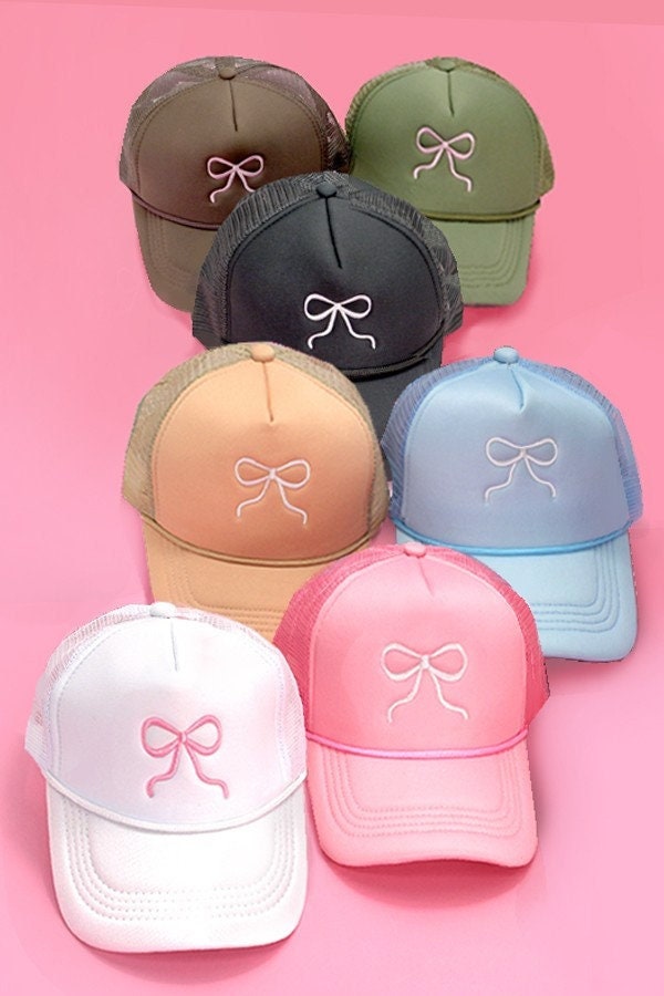 Bestickte Schleife Trucker Hat, Frauen-Coquette Hat von maeveandrosedesignco