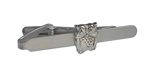 Eule Krawattenklammer Krawattennadel kurz 5,3 cm silbern glänzend inkl. Geschenkbox - schönes Eulen Accessoire für Herren von magdalena r.