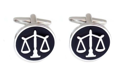 Jura Manschettenknöpfe schwarz silbern rund inkl. Geschenkbox von magdalena r.