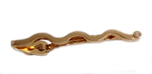 Krawattenklammer Krawattennadel vergoldet glänzend - gewelltes Design - ca. 7 cm lang + hellen Kristallstein m.i. Germany + Geschenkbox Krawattenklammer Krawattennadel vergoldet glänzend - gewelltes Design - ca. 7 cm lang + hellen Kristallstein m.i. Germany + Geschenkbox von magdalena r.