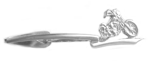 Krawattennadel Krawattenklammer für Motorrad Fahrer Motiv chopper versilbert matt ca. 7 cm lang inkl. Geschenkbox m.i. Germany von magdalena r.