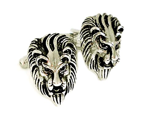 Löwenkopf Manschettenknöpfe Löwe silbern schwarz inkl. Geschenkbox MM0837 - schönes Accessoire für die Umschlagmanschette von magdalena r.
