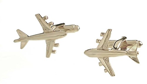 Manschettenknöpfe Passagier Flugzeug silberfarben glänzend + Geschenkbox - schönes Accessoire für die Umschlagmanschette von magdalena r.