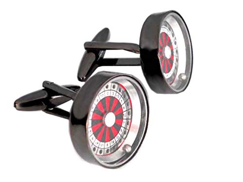 Manschettenknöpfe Roulette gunmetall farbig + bewegliche Kugel! + Geschenkbox - Accessoire für die Umschlagmanschette von magdalena r.