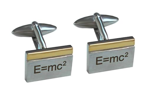 Matheformel Manschettenknöpfe bicolor matt-glänzend mit Gravur : E=mc² inkl. Geschenkbox von magdalena r.