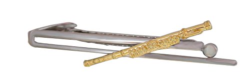 Querflöten Krawattennadel Krawattenklammer Musikinstrument bicolor teilvergoldet glänzend m.i. Germany + Geschenkbox von magdalena r.