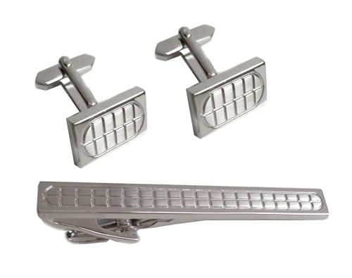SET Manschettenknöpfe + Krawattennadel silbern matt-glänzend 5,9 cm + Box von magdalena r.